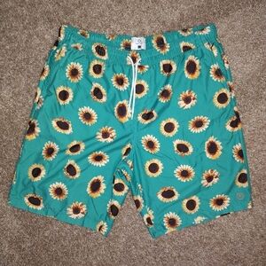 Empyre Sunflower Print Men's Swim Trunks Large NWOT